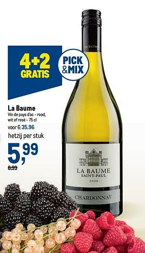 Promoties La baume vin de pays d`oc - rood, wit of rosé - Witte wijnen - Geldig van 29/06/2022 tot 12/07/2022 bij Makro