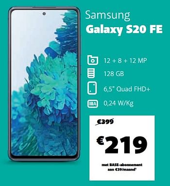 Promoties Samsung galaxy s20 fe - Samsung - Geldig van 22/06/2022 tot 05/07/2022 bij Base