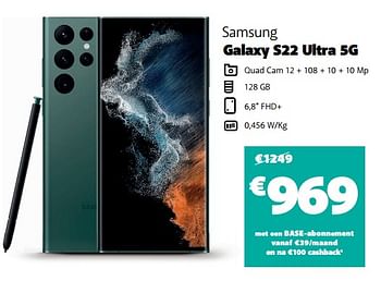 Promoties Samsung galaxy s22 ultra 5g - Samsung - Geldig van 22/06/2022 tot 05/07/2022 bij Base