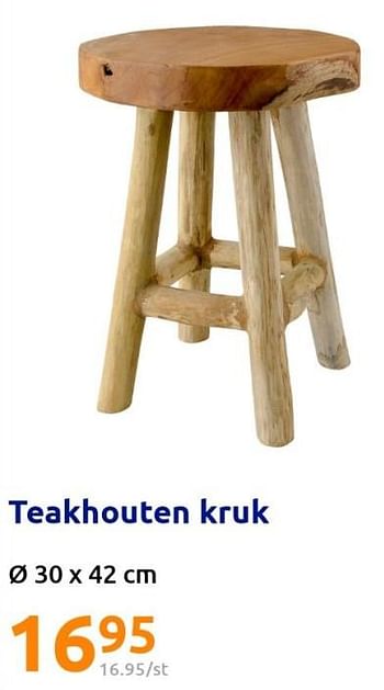 Promoties Teakhouten kruk - Huismerk - Action - Geldig van 22/06/2022 tot 28/06/2022 bij Action