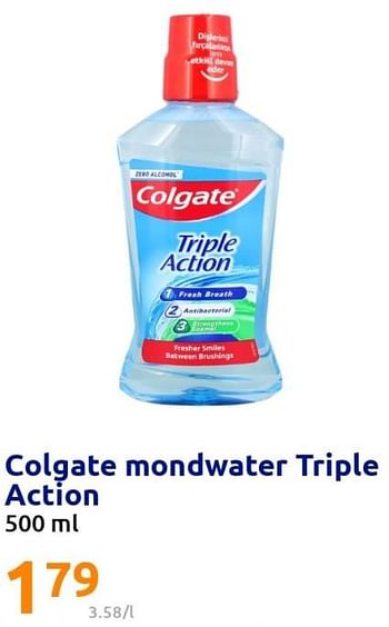 Promoties Colgate mondwater triple action - Colgate - Geldig van 22/06/2022 tot 28/06/2022 bij Action