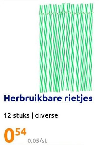 Promoties Herbruikbare rietjes - Huismerk - Action - Geldig van 22/06/2022 tot 28/06/2022 bij Action