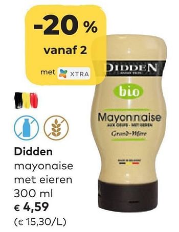 Promoties Didden mayonaise met eieren - Didden - Geldig van 22/06/2022 tot 16/08/2022 bij Bioplanet