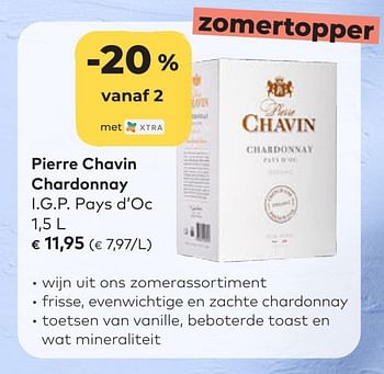 Promoties Pierre chavin chardonnay i.g.p. pays d`oc - Witte wijnen - Geldig van 22/06/2022 tot 16/08/2022 bij Bioplanet