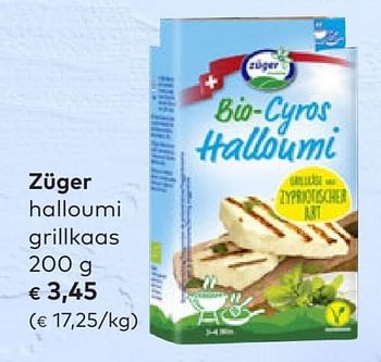 Promoties Züger halloumi grillkaas - Zuger - Geldig van 22/06/2022 tot 16/08/2022 bij Bioplanet