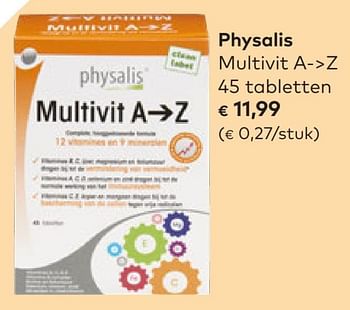 Promoties Physalis multivit a->z - Physalis - Geldig van 22/06/2022 tot 16/08/2022 bij Bioplanet