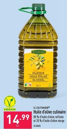 Promotions Huile d’olive culinaire - El Cultivador - Valide de 29/06/2022 à 08/07/2022 chez Aldi