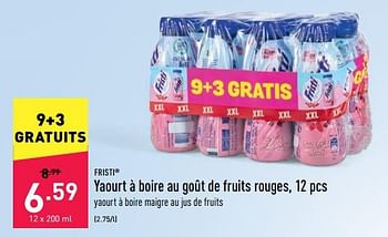 Promoties Yaourt à boire au goût de fruits rouges - Fristi - Geldig van 29/06/2022 tot 08/07/2022 bij Aldi
