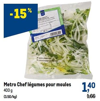 Promoties Metro chef légumes pour moules - Huismerk - Makro - Geldig van 29/06/2022 tot 12/07/2022 bij Makro