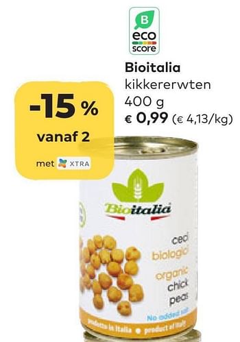 Promotions Bioitalia kikkererwten - Bioitalia - Valide de 22/06/2022 à 16/08/2022 chez Bioplanet