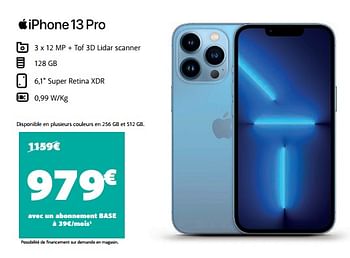 Promotions Apple iphone 13 pro - Apple - Valide de 22/06/2022 à 05/07/2022 chez Base