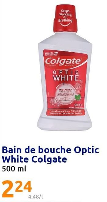 Promotions Bain de bouche optic white colgate - Colgate - Valide de 22/06/2022 à 28/06/2022 chez Action