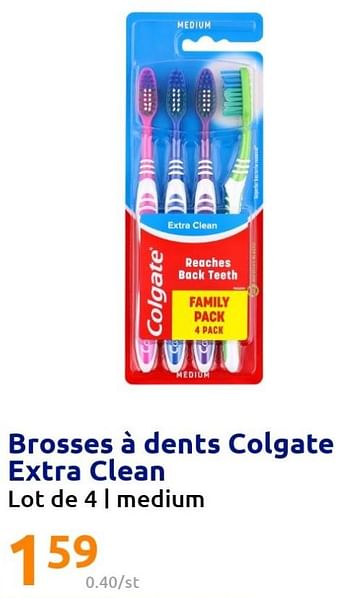 Promotions Brosses à dents colgate extra clean - Colgate - Valide de 22/06/2022 à 28/06/2022 chez Action