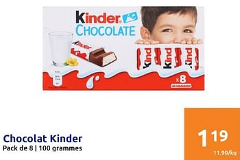 Promotions Chocolat kinder - Kinder - Valide de 22/06/2022 à 28/06/2022 chez Action