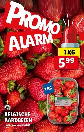 Promoties Belgische aardbeien - Huismerk - Lidl - Geldig van 04/07/2022 tot 09/07/2022 bij Lidl