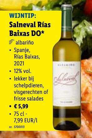 Promoties Salneval rías baixas do - Witte wijnen - Geldig van 04/07/2022 tot 09/07/2022 bij Lidl