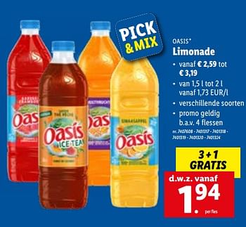 Promoties Limonade - Oasis - Geldig van 04/07/2022 tot 09/07/2022 bij Lidl