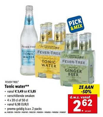 Promoties Tonic water - Fever Tree - Geldig van 04/07/2022 tot 09/07/2022 bij Lidl