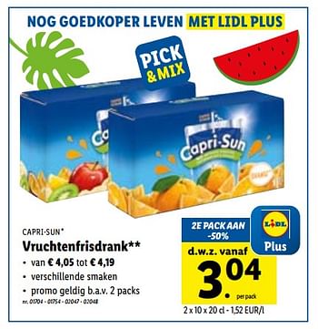 Promoties Vruchtenfrisdrank - Capri-Sun - Geldig van 04/07/2022 tot 09/07/2022 bij Lidl