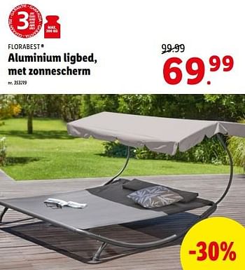 Promoties Aluminium ligbed met zonnescherm - Flora  Best - Geldig van 04/07/2022 tot 09/07/2022 bij Lidl