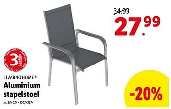 Promoties Aluminium stapelstoel - Livarno - Geldig van 04/07/2022 tot 09/07/2022 bij Lidl