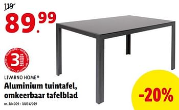 Promotions Aluminium tuintafel omkeerbaar tafelblad - Livarno - Valide de 04/07/2022 à 09/07/2022 chez Lidl