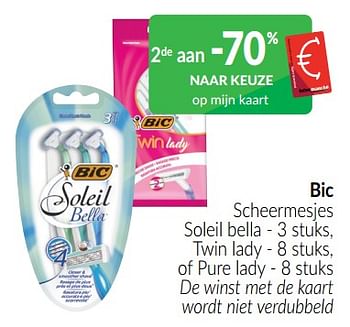 Promoties Bic scheermesjes soleil bella - twin lady - of pure lady - BIC - Geldig van 01/07/2022 tot 31/07/2022 bij Intermarche