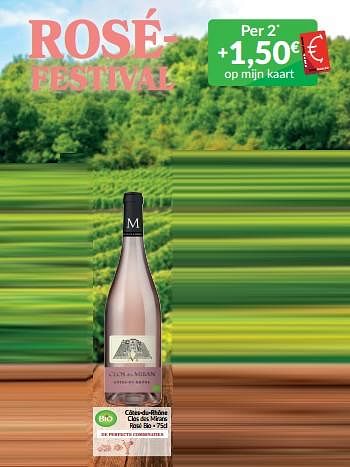 Promoties Côtes-du-rhône clos des mirans rosé bio - Rosé wijnen - Geldig van 01/07/2022 tot 31/07/2022 bij Intermarche