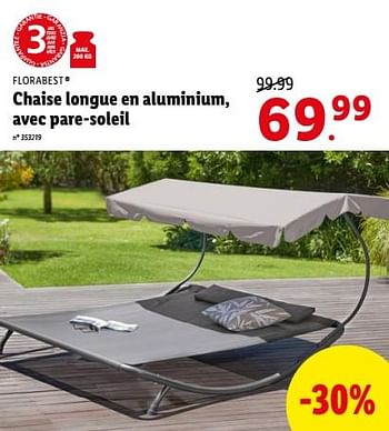 Promotions Chaise longue en aluminium, avec pare-soleil - Flora  Best - Valide de 04/07/2022 à 09/07/2022 chez Lidl