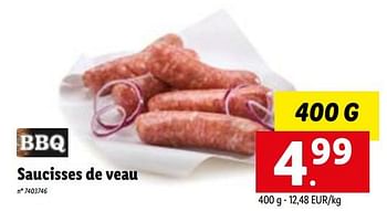 Promotions Saucisses de veau - Produit maison - Lidl - Valide de 04/07/2022 à 09/07/2022 chez Lidl