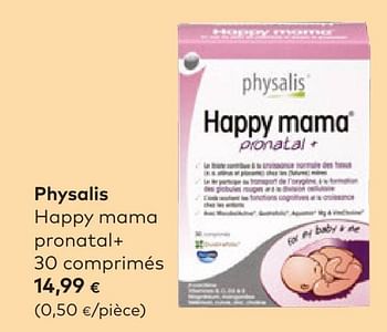 Promotions Physalis happy mama pronatal+ - Physalis - Valide de 22/06/2022 à 16/08/2022 chez Bioplanet