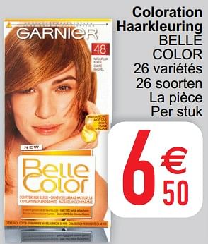 Promotions Coloration haarkleuring belle color - Garnier - Valide de 26/06/2022 à 04/07/2022 chez Cora
