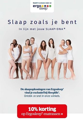 Promoties 10% korting op ergosleep -matrassen - Huismerk - Sleeplife - Geldig van 01/07/2022 tot 31/07/2022 bij Sleeplife