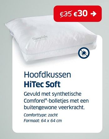 Promoties Hoofdkussen hitec soft - Huismerk - Sleeplife - Geldig van 01/07/2022 tot 31/07/2022 bij Sleeplife