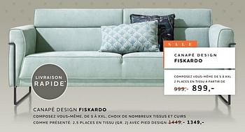 Promotions Canapé design fiskardo - Produit Maison - Xooon - Valide de 23/06/2022 à 27/07/2022 chez Xooon