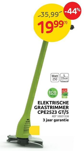 Promoties Central park elektrische grastrimmer cpe2523 gt-5 - Central Park - Geldig van 29/06/2022 tot 11/07/2022 bij Brico
