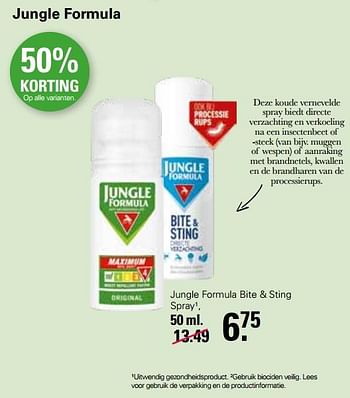 Promoties Jungle formula bite + sting spray - Jungle Formula - Geldig van 22/06/2022 tot 09/07/2022 bij De Online Drogist