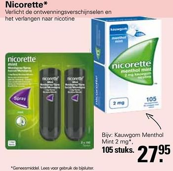 Promoties Kauwgom menthol mint - Nicorette - Geldig van 22/06/2022 tot 09/07/2022 bij De Online Drogist
