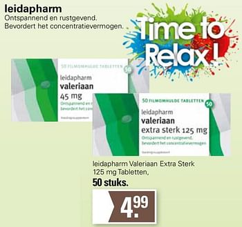 Promoties Leidapharm valeriaan extra sterk - Leidapharm - Geldig van 22/06/2022 tot 09/07/2022 bij De Online Drogist