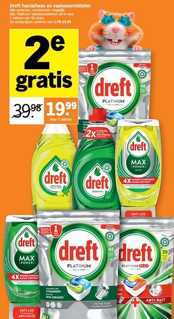 Promoties Dreft platinum vaatwastabletten all-in-one - Dreft - Geldig van 27/06/2022 tot 03/07/2022 bij Albert Heijn