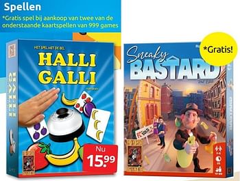 Promoties Spellen halli galli - 999games - Geldig van 24/06/2022 tot 04/09/2022 bij BoekenVoordeel
