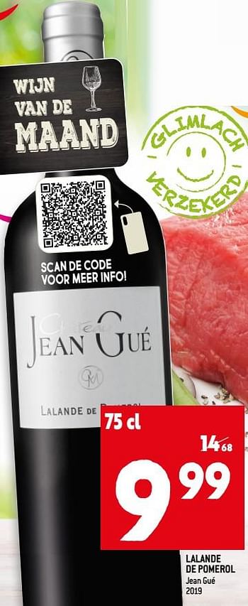 Promoties Lalande de pomerol jean gué 2019 - Rode wijnen - Geldig van 29/06/2022 tot 05/07/2022 bij Match