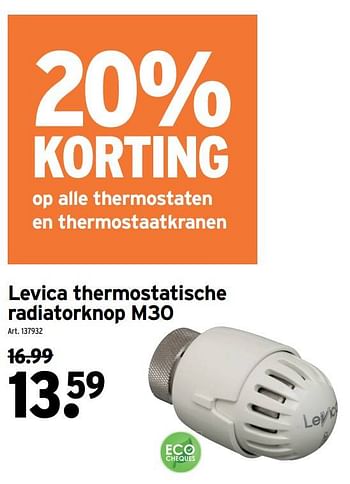 Promotions Levica thermostatische radiatorknop m30 - Levica - Valide de 22/06/2022 à 19/07/2022 chez Gamma