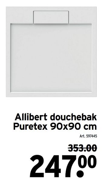 Promoties Allibert douchebak puretex - Allibert - Geldig van 22/06/2022 tot 19/07/2022 bij Gamma