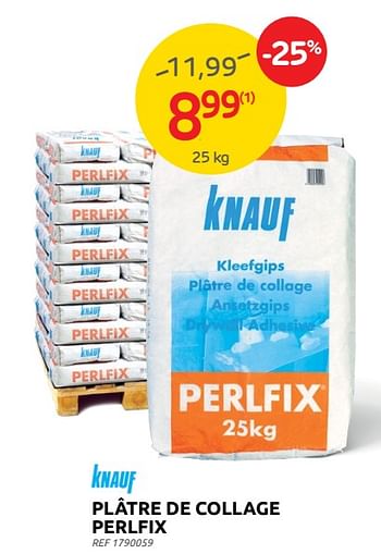 Promoties Plâtre de collage perlfix - Knauf - Geldig van 29/06/2022 tot 11/07/2022 bij Brico