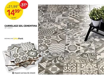 Promotions Carrelage sol cementina - Produit maison - Brico - Valide de 29/06/2022 à 11/07/2022 chez Brico