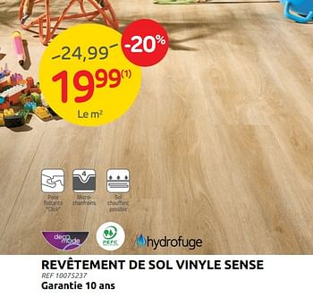 Promoties Revêtement de sol vinyle sense - DecoMode - Geldig van 29/06/2022 tot 11/07/2022 bij Brico