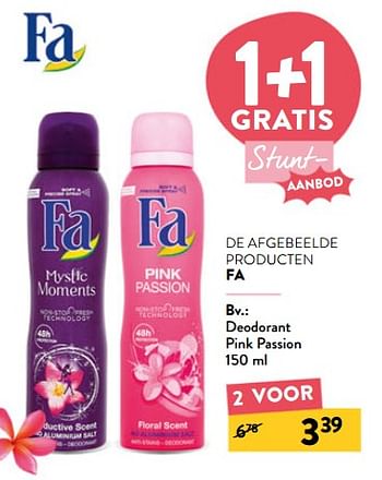 Promoties Deodorant pink passion - Fa - Geldig van 29/06/2022 tot 12/07/2022 bij DI