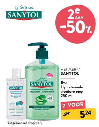 Promoties Hydraterende vloeibare zeep - Sanytol - Geldig van 29/06/2022 tot 12/07/2022 bij DI