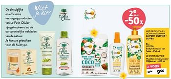 Promoties Lovea bodymilk monoi van tahiti + le petit olivier micellair reinigingswater olijfextract - Huismerk - DI - Geldig van 29/06/2022 tot 12/07/2022 bij DI